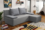SMALL CORNER SOFA BED TOM 201CM CHOICE OF COLOR UNIVERSAL RIGHT/LEFT CORNER / FOAMTHIS MODEL IS UNIVERSAL WHICH MEANS YOU CAN CHOOSE CORNER SIDE DURING ASSEMBLY2x LARGE 2X SMALL SIDE PILLOWS INCLUDED1X STORAGE SPACEMADE IN MALMO FABRIC CLICK HEREThe corne