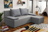 SMALL CORNER SOFA BED TOM 201CM MALMO 90 UNIVERSAL RIGHT/LEFT CORNER / FOAMTHIS MODEL IS UNIVERSAL WHICH MEANS YOU CAN CHOOSE CORNER SIDE DURING ASSEMBLY2x LARGE 2X SMALL SIDE PILLOWS INCLUDED1X STORAGE SPACEMADE IN MALMO FABRIC CLICK HEREThe corner is ma
