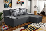 SMALL CORNER SOFA BED TOM 201CM CHOICE OF COLOR UNIVERSAL RIGHT/LEFT CORNER / FOAMTHIS MODEL IS UNIVERSAL WHICH MEANS YOU CAN CHOOSE CORNER SIDE DURING ASSEMBLY2x LARGE 2X SMALL SIDE PILLOWS INCLUDED1X STORAGE SPACEMADE IN MALMO FABRIC CLICK HEREThe corne