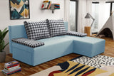 SMALL CORNER SOFA BED TOM 201CM CHOICE OF COLOR UNIVERSAL RIGHT/LEFT CORNER / FOAMTHIS MODEL IS UNIVERSAL WHICH MEANS YOU CAN CHOOSE CORNER SIDE DURING ASSEMBLY2x LARGE 2X SMALL SIDE PILLOWS INCLUDED1X STORAGE SPACEMADE IN MALMO FABRIC CLICK HEREThe corne