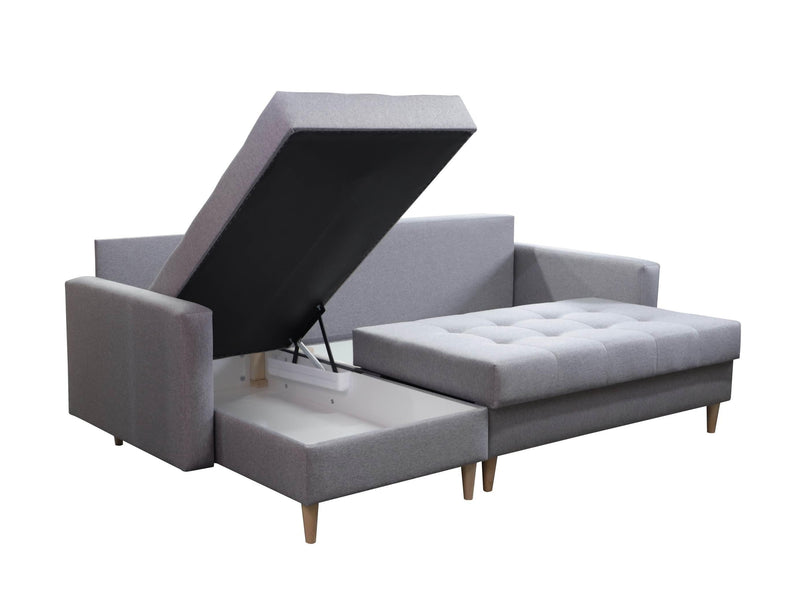 CORNER SOFA BED BRIAN 222CM + STORAGE PUFF / OTTOMAN CHOICE OF COLOR - Anna Furniture