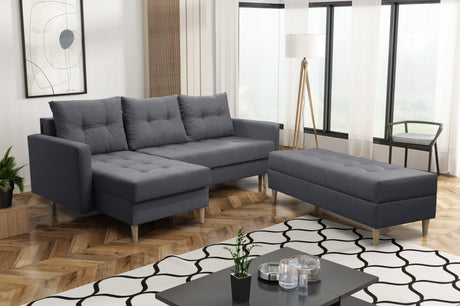 CORNER SOFA BED BRIAN 222CM + STORAGE PUFF / OTTOMAN MALMO 95 UNIVERSAL RIGHT/LEFT CORNER / BONELL SPINGS + FOAMTHIS MODEL IS UNIVERSAL WHICH MEANS YOU CAN CHOOSE CORNER SIDE DURING ASSEMBLYMADE IN MALMO FABRIC CLICK HERE3x PILLOWS INCLUDED2X STORAGE SPAC