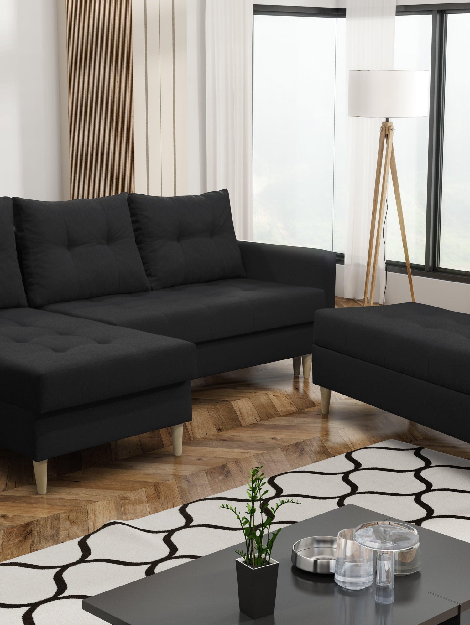 CORNER SOFA BED BRIAN 222CM + STORAGE PUFF / OTTOMAN CHOICE OF COLOR UNIVERSAL RIGHT/LEFT CORNER / BONELL SPINGS + FOAMTHIS MODEL IS UNIVERSAL WHICH MEANS YOU CAN CHOOSE CORNER SIDE DURING ASSEMBLYMADE IN MALMO FABRIC CLICK HERE3x PILLOWS INCLUDED2X STORA