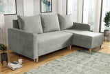 NEW! CORNER SOFA BED SNUGGY 222CM CHOICE OF 41 COLORS UNIVERSAL CORNER RIGHT/LEFT / FOAMTHIS MODEL IS UNIVERSAL WHICH MEANS YOU CAN CHOOSE CORNER SIDE DURING ASSEMBLY3x PILLOWS INCLUDED1X STORAGE SPACESOFT TOUCH FABRC MANILA CLICK HERE DIMENTIONS222X137.5