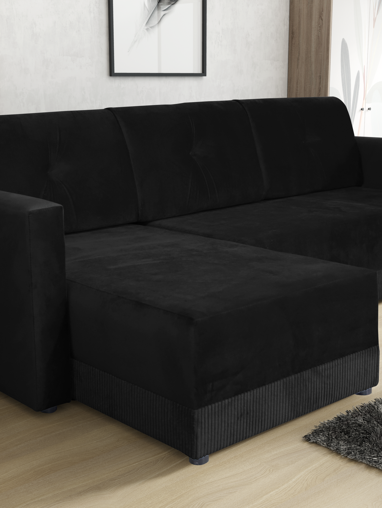 CORNER SOFA BED TEXAS 222CM UNIVERSAL RIGHT/LEFT CORNER CHOICE OF 15 COLORS / FOAMTHIS MODEL IS UNIVERSAL WHICH MEANS YOU CAN CHOOSE CORNER SIDE DURING ASSEMBLY CORNER SOFA BED TEXASFOAM T301X STORAGE SPACE3X PILLOWS MADE OF FOAMEASY CLEAN SOFT TOUCH FABR