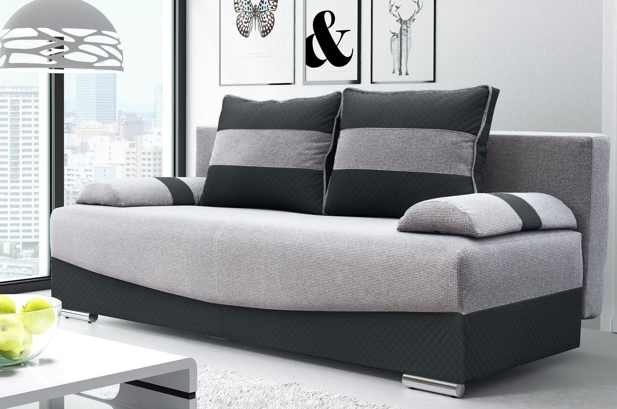 SOFA BED Smily 197CM CHOICE OF COLOR / BONELL SPRINGS + FOAMThe couch is made of high-quality materials. Its solid frame is made of solid wood and furniture board.FABIRCS:OLIMP CLICK HERE The seat and backrest are made of a first-class pin and BONEL type