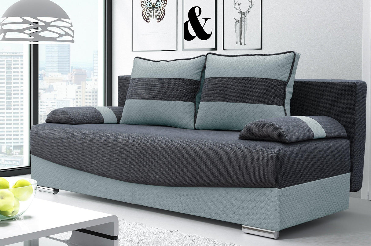 SOFA BED Smily 197CM CHOICE OF COLOR / BONELL SPRINGS + FOAMThe couch is made of high-quality materials. Its solid frame is made of solid wood and furniture board.FABIRCS:OLIMP CLICK HERE The seat and backrest are made of a first-class pin and BONEL type