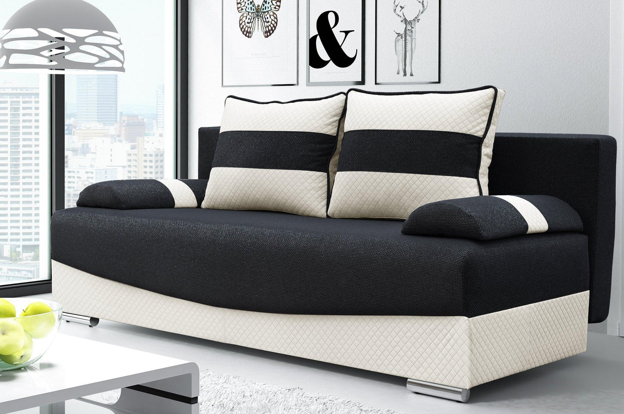 SOFA BED Smily 197CM CHOICE OF COLOR / BONELL SPRINGS + FOAMThe couch is made of high-quality materials. Its solid frame is made of solid wood and furniture board.FABIRCS:OLIMP CLICK HERE The seat and backrest are made of a first-class pin and BONEL type