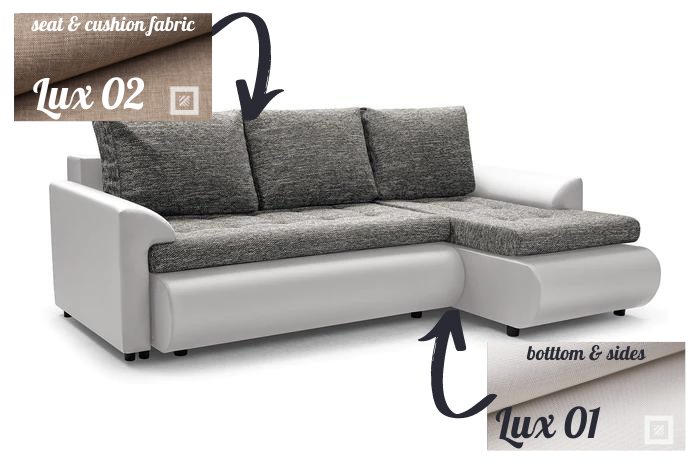 CORNER SOFA BED PRADO LUX 02 / LUX 01 RIGHT HAND SIDE CORNER 226CM - Anna Furniture