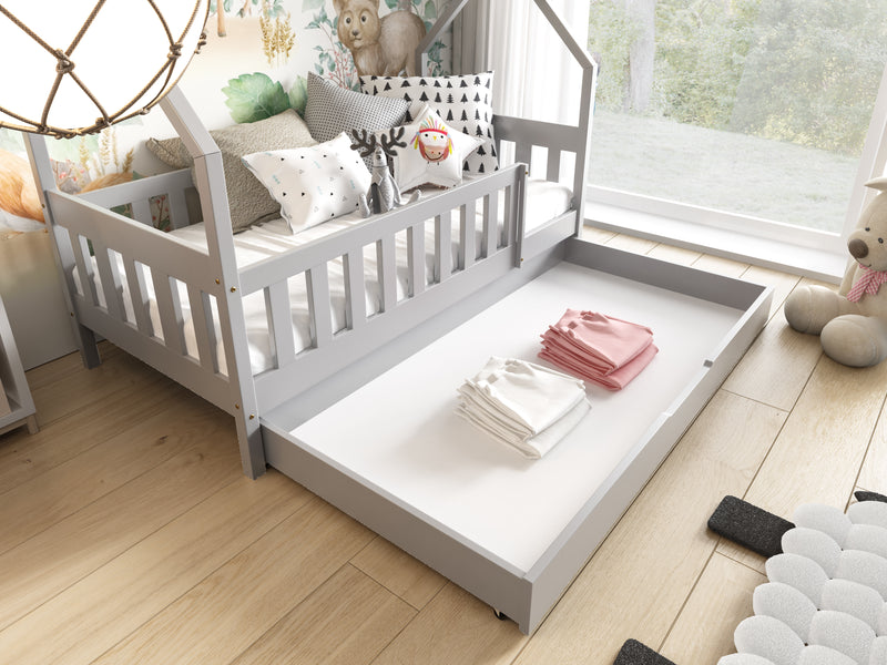HOUSE SHAPE SOLID PINE BED LAYLA WHITE 168x86cm