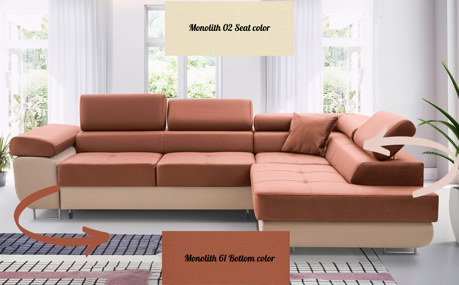 ASH II 273CM MONOLITH 02-61 WATER RESISTANT RIGHT CORNER / SPRINGS + FOAMWavy springs + foam Large sleeping areaASH II 273CM MONOLITH 02-61 WATER RESISTANT RIGHT CORNERMADE IN WATER RESISTANT MONOLITH FABRICCLICK HERE TO VIEW ALL COLORS Dimensions W: 273c