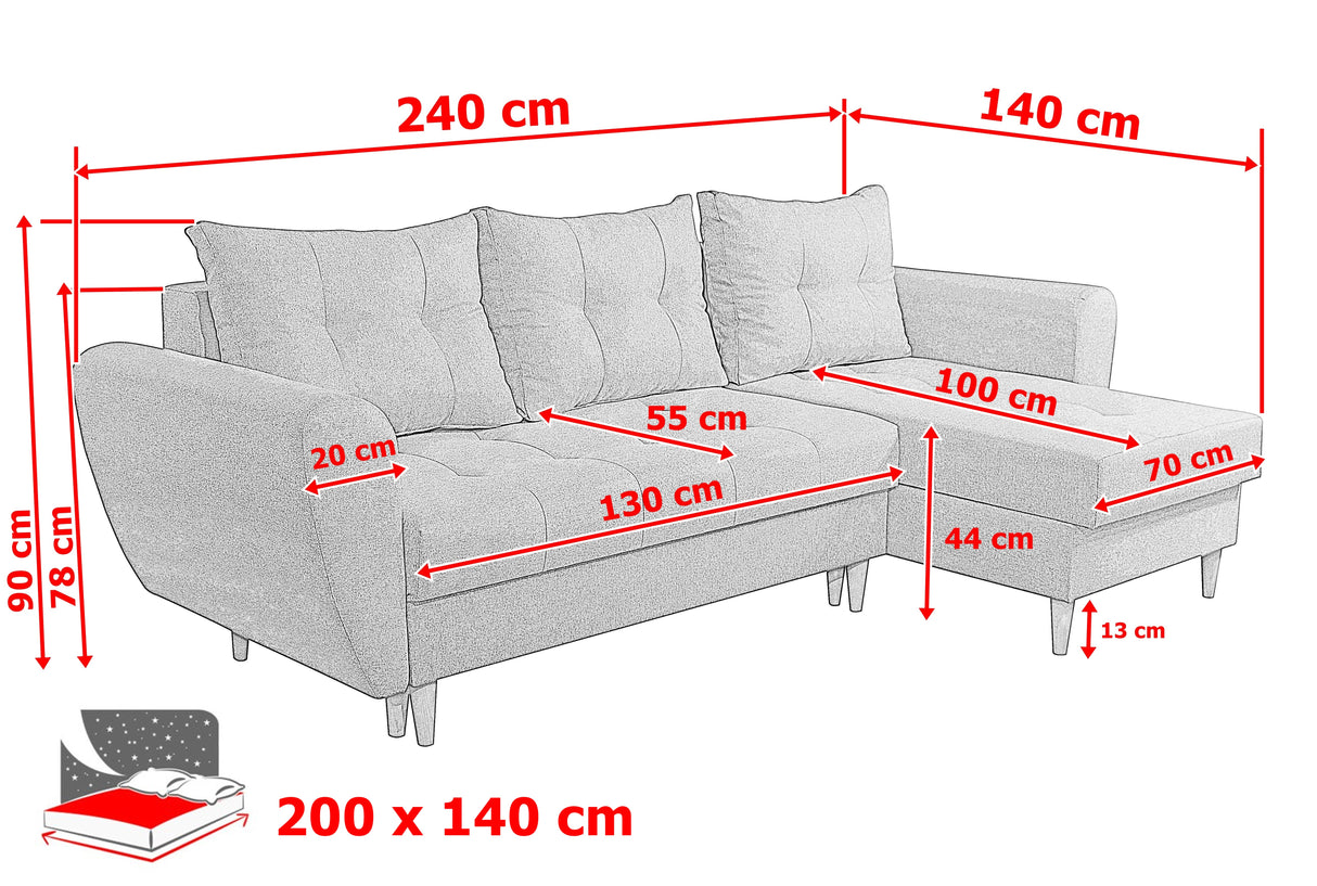 CORNER SOFA BED PALMO 2X STORAGE SPACE GRAPHITE MALMO 96 240cm universal RIGHT/LEFT CORNER / BONELL SPRINGS + FOAMVIEW ALL COLORS CLICK HERETHIS MODEL IS UNIVERSAL WHICH MEANS YOU CAN CHOOSE CORNER SIDE DURING ASSEMBLYMADE IN MALMO FABRIC CLICK HERE3x PIL