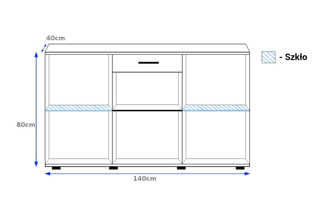 TV WALL UNIT SAMBA SET WITH SIDEBOARD WHITEFlat packed for self-assembly with a clear and easy instructions. Modern design makes it suitable for any interior.CUPBOARD: Dimensions: width 140 cm height 80 cm depth. 40 cm EXTRAS FOR BOTH WALL UNIT AND SIDEBO
