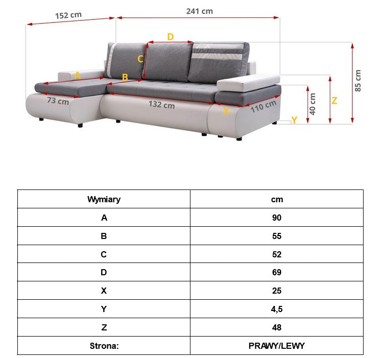 CORNER SOFA BED MAXI 241CM - Anna Furniture