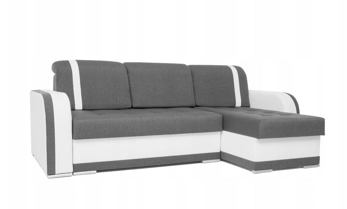 CORNER SOFA BED DINA 236CM 2X STORAGE SPACE GREY/WHITE INARI 96/1115 UNIVERSAL CORNER RIGHT/LEFT CORNER / BONELL SPRINGS + FOAMVIEW ALL COLORS CLICK HERETHIS MODEL IS UNIVERSAL WHICH MEANS YOU CAN CHOOSE CORNER SIDE DURING ASSEMBLYBONELL SPRINGS + FOAM 2X