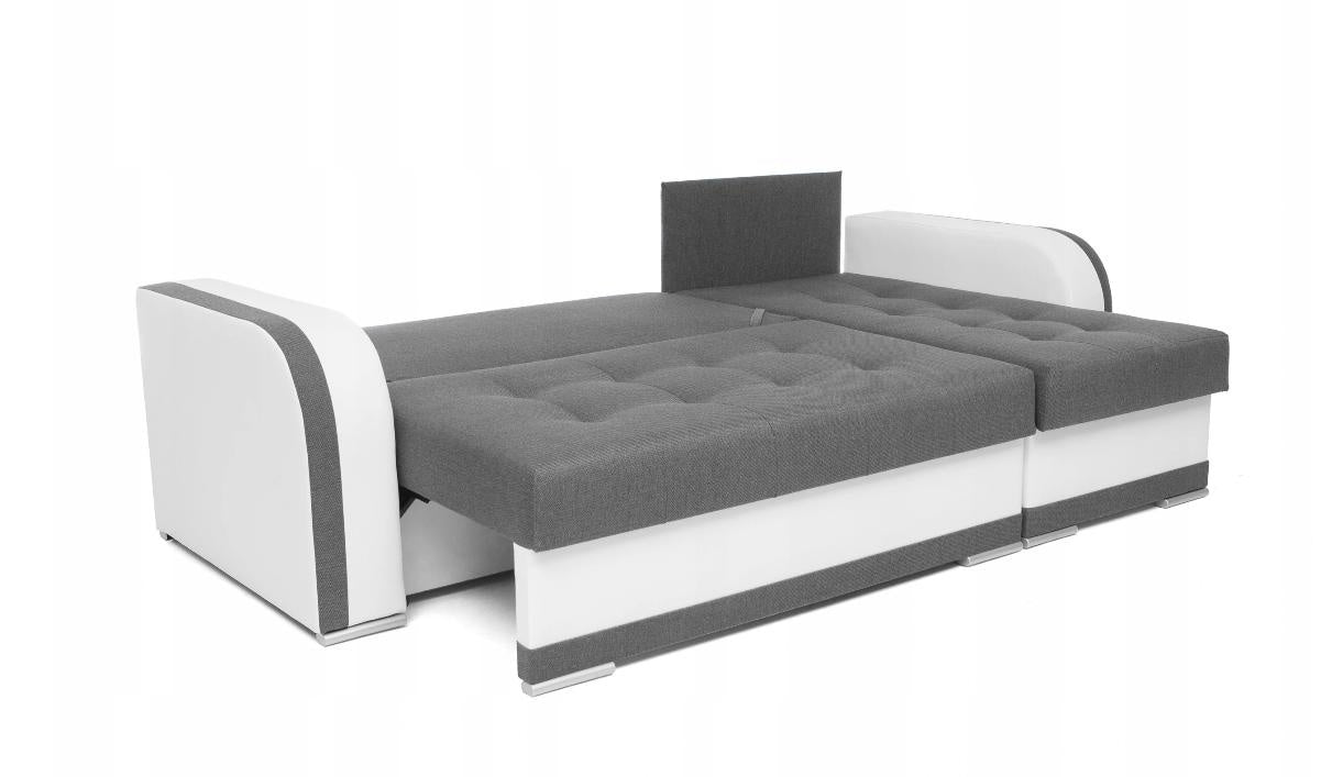 CORNER SOFA BED DINA 236CM 2X STORAGE SPACE GREY/WHITE INARI 96/1115 UNIVERSAL CORNER RIGHT/LEFT CORNER / BONELL SPRINGS + FOAMVIEW ALL COLORS CLICK HERETHIS MODEL IS UNIVERSAL WHICH MEANS YOU CAN CHOOSE CORNER SIDE DURING ASSEMBLYBONELL SPRINGS + FOAM 2X