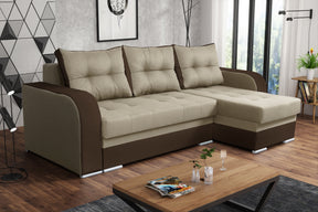CORNER SOFA BED SAM TWIST 2 / 1116 BROWN 236CM 2X STORAGE SPACE universal RIGHT/LEFT CORNER / BONELL SPRINGS + FOAMTHIS MODEL IS UNIVERSAL WHICH MEANS YOU CAN CHOOSE CORNER SIDE DURING ASSEMBLY 3x PILLOWS INCLUDED2X STORAGE SPACE BONELL SPRINGS + FOAM - l