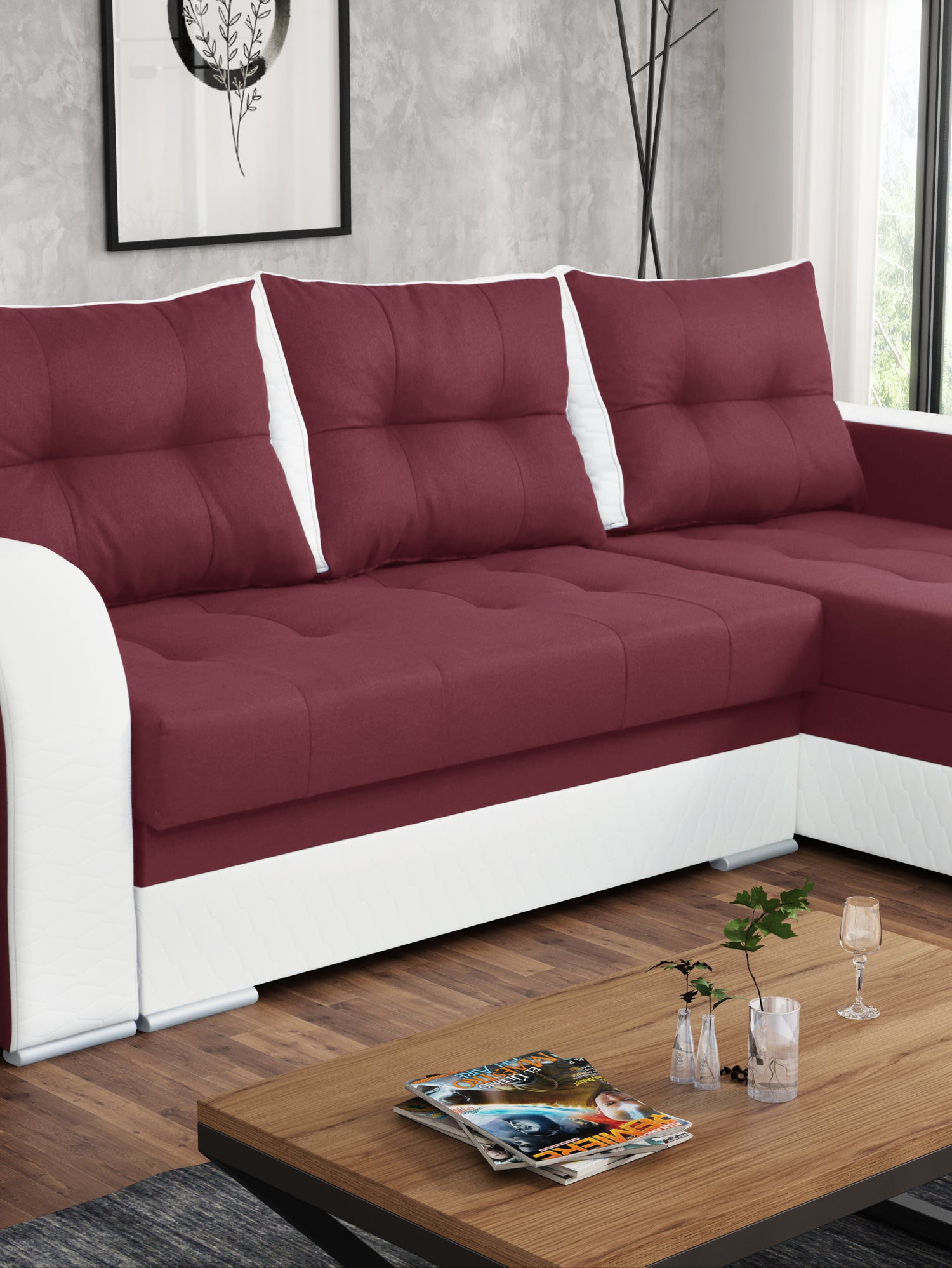 CORNER SOFA BED SAM TWIST 9 / 1115 236CM 2X STORAGE SPACE universal RIGHT/LEFT CORNER / BONELL SPRINGS + FOAMTHIS MODEL IS UNIVERSAL WHICH MEANS YOU CAN CHOOSE CORNER SIDE DURING ASSEMBLY3x PILLOWS INCLUDED2X STORAGE SPACE BONELL SPRINGS + FOAM - length: