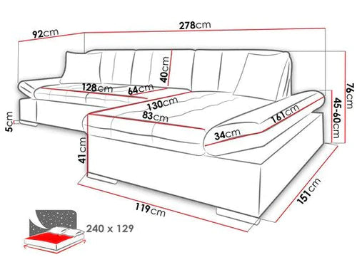 CORNER SOFA BED TOKYO 278cm TERRA 33 PET FRIENDLY EASY CLEAN & WATER REPELLENT FABRIC LEFT CORNER / SPRINGS + FOAMPET FRIENDLY FABRIC click hereIf you are intrested to choose different color please contact us on Whatsapp Fabric which combines EASY CLEAN a