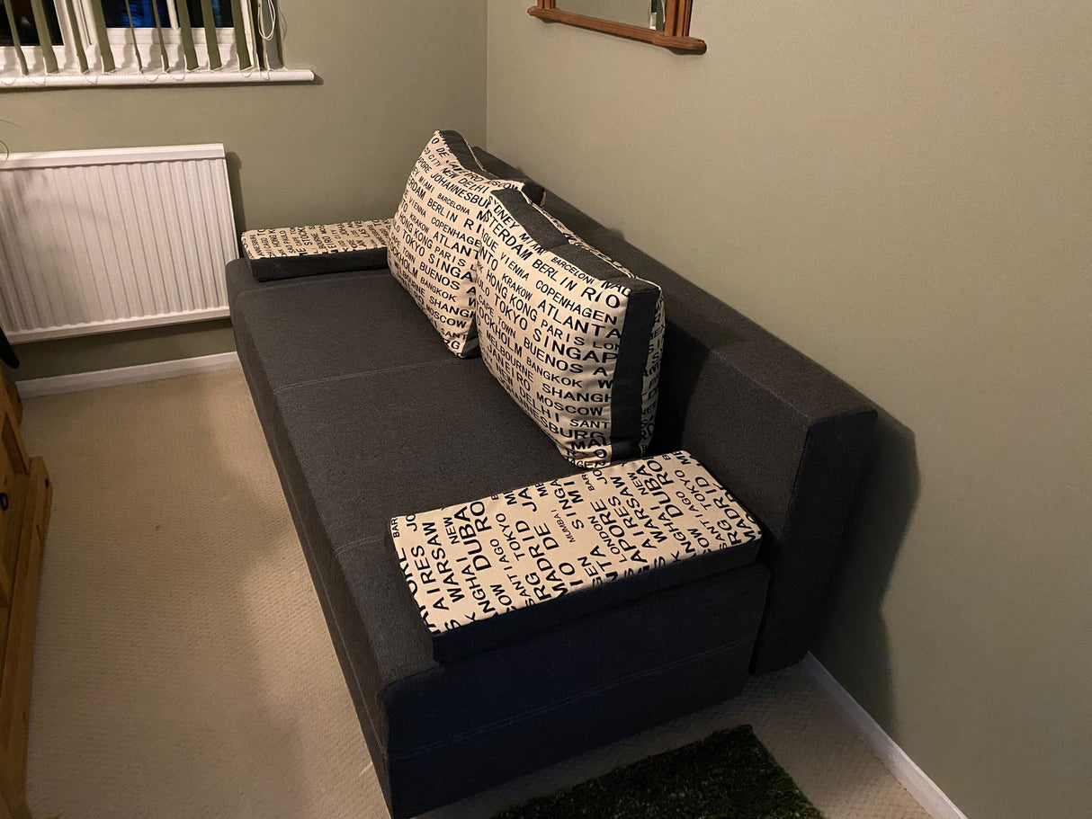 SOFA BED RIVIA 195CM CHOICE OF COLOR / BONELL SPRINGS + FOAMEmail us after placing order eith choosen colors from samples in photos. Include your order number email: Info@annafurniture.co.uk The couch is made of high-quality materials. Its solid frame is