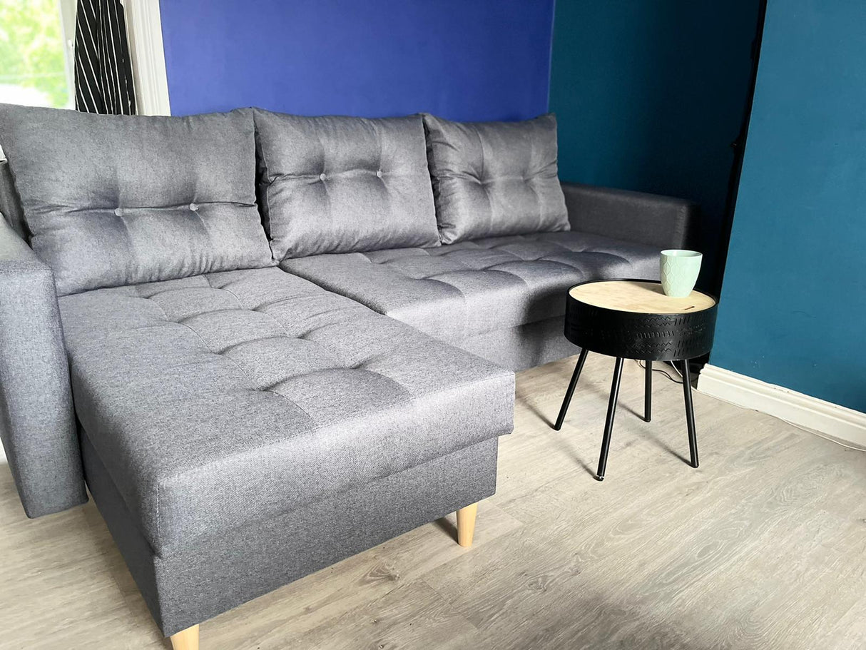 CORNER SOFA BED BRIAN 2X STORAGE SPACE MALMO 95 222x140cm universal RIGHT/LEFT CORNER / BONELL SPRINGS + FOAMTHIS MODEL IS UNIVERSAL WHICH MEANS YOU CAN CHOOSE CORNER SIDE DURING ASSEMBLYMADE IN MALMO FABRIC CLICK HERE3x PILLOWS INCLUDED2X STORAGE SPACEWO