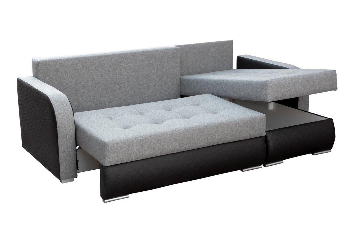 CORNER SOFA BED NESTY INARI 24/W25 228CM 2X STORAGE SPACE UNIVERSAL CORNER / BONELL SPRINGS + FOAMTHIS MODEL IS UNIVERSAL WHICH MEANS YOU CAN CHOOSE CORNER SIDE DURING ASSEMBLY2x storage space3x pillows includedFabric Inari + Faux leatherBonell springs +