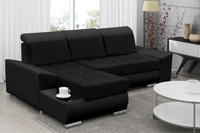 CORNER SOFA BED LONDON 2316/1114/60 252CM 2X STORAGE SPACE STAIN RESISTANT EASY CLEAN FABRIC / BONELL SPRINGS + FOAM252X167CMSLEEPING AREA 200X140CMFABRIC:CASABLANCA + FAUX LEATHERFEATURES:2X STORAGE CONTAINERSGLASS SHELFSTAIN RESISTANT FABRICBONELL SPRIN