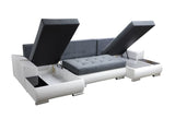 CORNER SOFA BED LONDON U SHAPE 2316/1132/60 322CM 3X STORAGE SPACE STAIN RESISTANT EASY CLEAN FABRIC / BONELL SPRINGS + FOAMFABRIC:CASABLANCA + FAUX LEATHERFEATURES:3X STORAGE CONTAINERS2XGLASS SHELFSTAIN RESISTANT FABRICBONELL SPRINGS + FOAMCASABLANCAIs