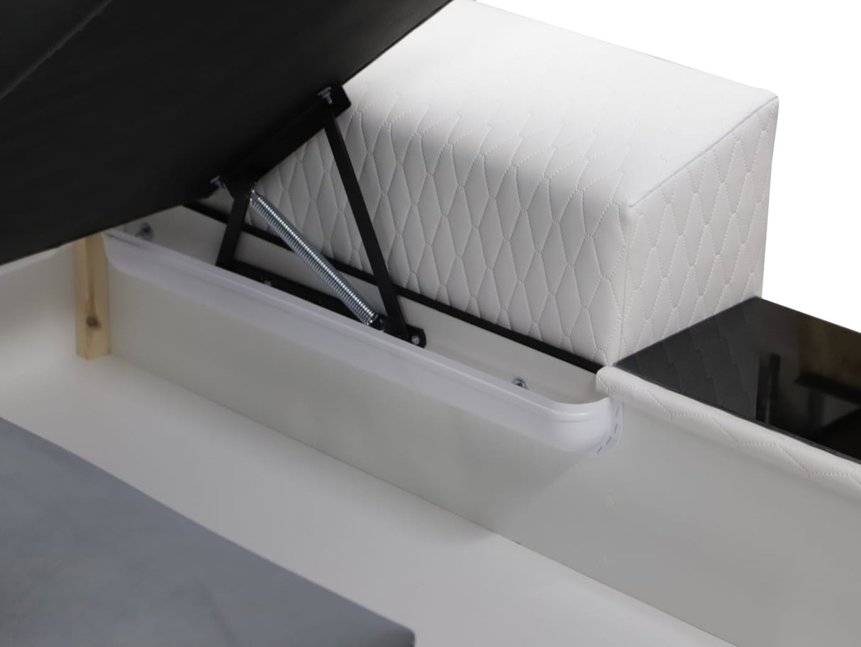 CORNER SOFA BED LONDON U SHAPE 2313/1115/60 322CM 3X STORAGE SPACE STAIN RESISTANT EASY CLEAN FABRIC / BONELL SPRINGS + FOAMFABRIC:CASABLANCA + FAUX LEATHERFEATURES:3X STORAGE CONTAINERS2XGLASS SHELFSTAIN RESISTANT FABRICBONELL SPRINGS + FOAMCASABLANCAIs
