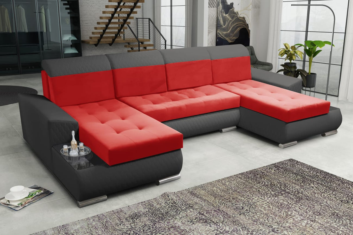 CORNER SOFA BED LONDON U SHAPE 2309/20/60 322CM 3X STORAGE SPACE STAIN RESISTANT EASY CLEAN FABRIC / BONELL SPRINGS + FOAMFABRIC:CASABLANCA + FAUX LEATHERFEATURES:3X STORAGE CONTAINERS2XGLASS SHELFSTAIN RESISTANT FABRICBONELL SPRINGS + FOAMCASABLANCAIs pr
