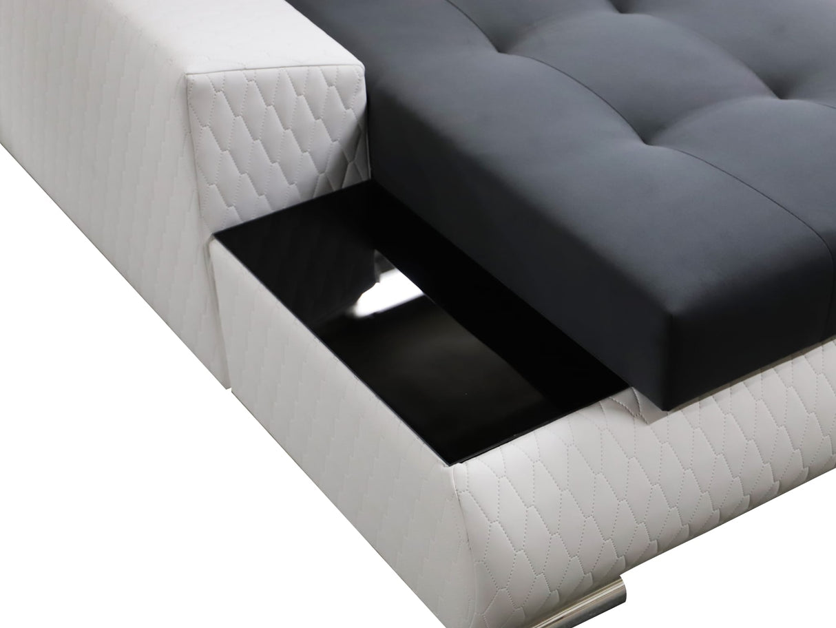CORNER SOFA BED LONDON U SHAPE 2313/1115/60 322CM 3X STORAGE SPACE STAIN RESISTANT EASY CLEAN FABRIC / BONELL SPRINGS + FOAMFABRIC:CASABLANCA + FAUX LEATHERFEATURES:3X STORAGE CONTAINERS2XGLASS SHELFSTAIN RESISTANT FABRICBONELL SPRINGS + FOAMCASABLANCAIs