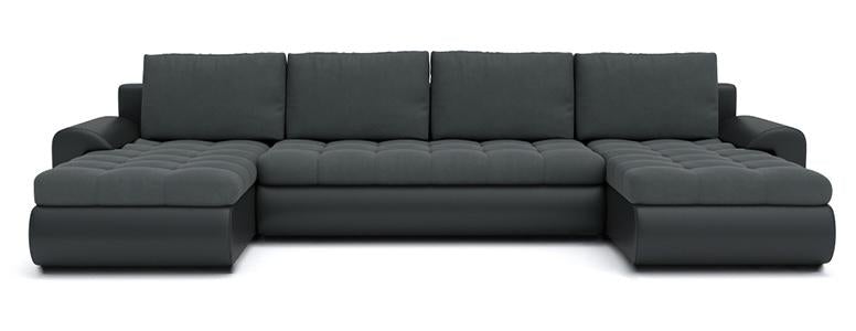 CORNER SOFA BED PRADO U SHAPE TRINITY 15/1114 GRAPHITE / BLACK FAUX LEATHER 300cm WATER RESISTANT FABRIC / SPRINGS + FOAMWavy springs CHOICE OF COLOR large sleeping areaSeat and cushions made of Trinity Fabric click here bottom and sides made on faux leat