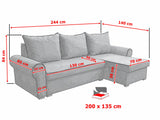 UNIVERSAL CORNER SOFA BED LORD 244cm 2X STORAGE SPACE CHOICE OF COLORS / FOAMTHIS MODEL IS UNIVERSAL WHICH MEANS YOU CAN CHOOSE CORNER SIDE DURING ASSEMBLY3x PILLOWS INCLUDED2X STORAGE SPACEMADE IN MANILA FABRIC CLICK HERE2X STORAGE SPACEManila are charac