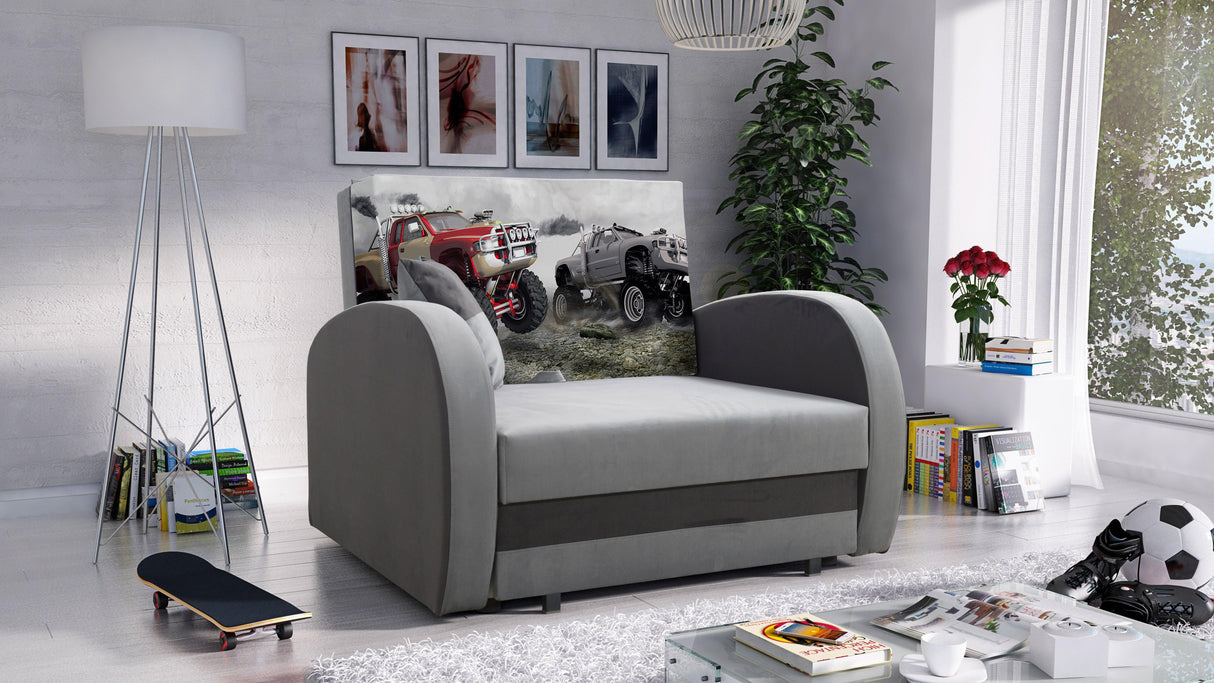 SINGLE SOFA BED TOLA 100CM *CHOICE OF COLORS* EASY CLEAN FABRIC / FOAMDimensions:- width 100 cm- height 85 cm- depth 97 cm- sleeping area 80/195 cm Made on a solid pine skeleton, the structure will allow for long-term and trouble-free use Sleeping functio