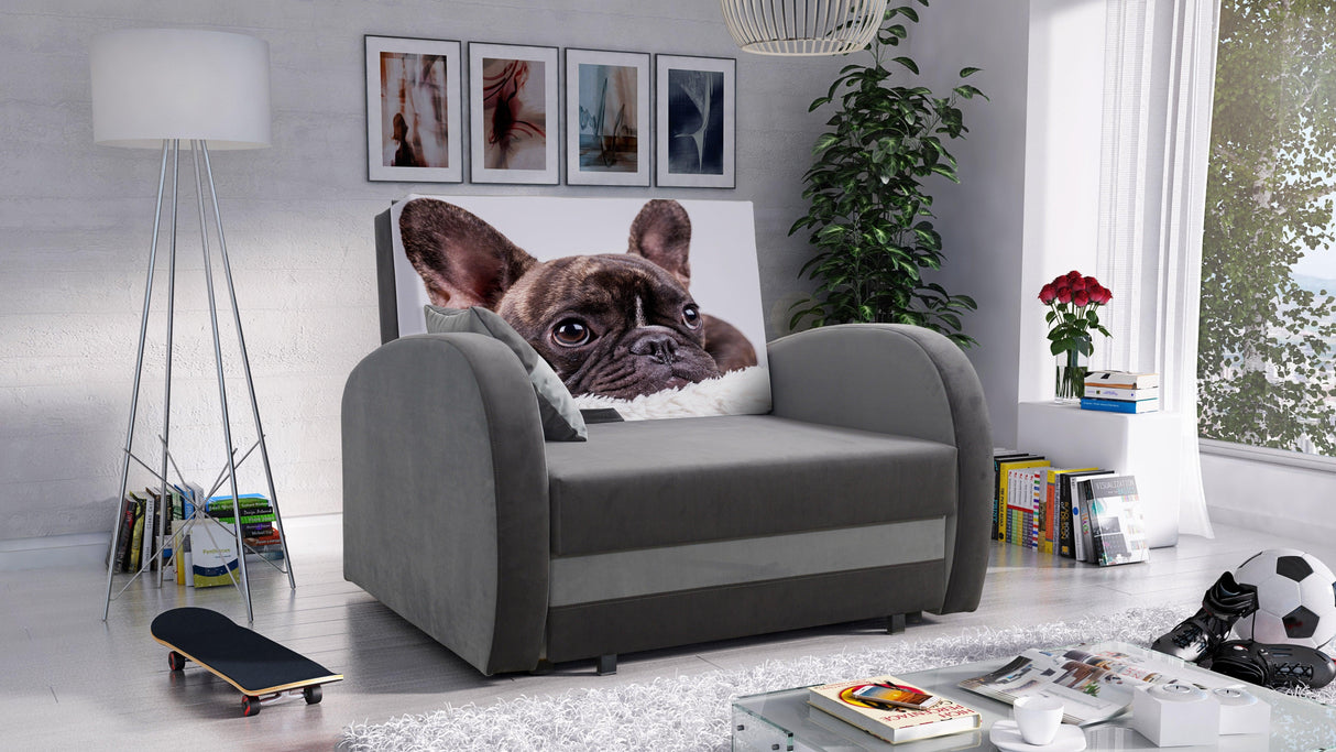 SINGLE SOFA BED TOLA 100CM *CHOICE OF COLORS* EASY CLEAN FABRIC / FOAMDimensions:- width 100 cm- height 85 cm- depth 97 cm- sleeping area 80/195 cm Made on a solid pine skeleton, the structure will allow for long-term and trouble-free use Sleeping functio