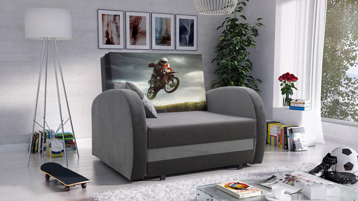 SINGLE SOFA BED TOLA 100CM *CHOICE OF COLORS* EASY CLEAN FABRIC / FOAMDimensions:- width 100 cm- height 85 cm- depth 97 cm- sleeping area 80/195 cm Made on a solid pine skeleton, the structure will allow for long-term and trouble-free use Sleeping functio
