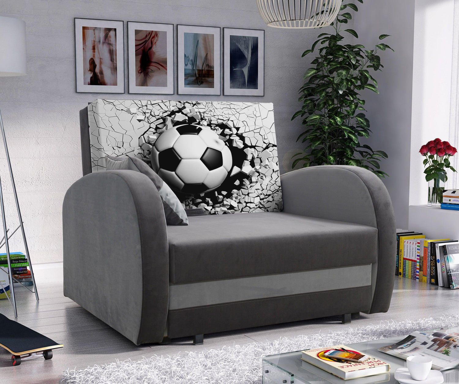 SINGLE SOFA BED TOLA 100CM *CHOICE OF COLORS* EASY CLEAN FABRIC / FOAMDimensions:- width 100 cm- height 85 cm- depth 97 cm- sleeping area 80/195 cm Made on a solid pine skeleton, the structure will allow for long-term and trouble-free use Sleeping functio