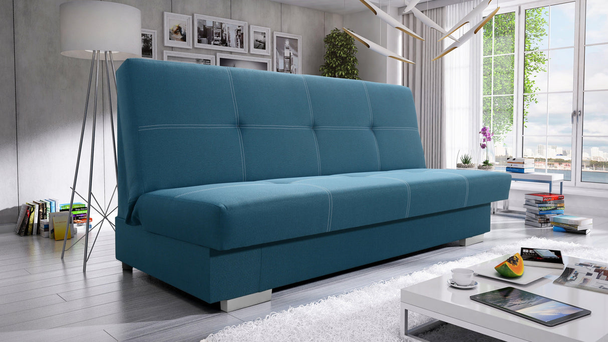 SOFA BED AXEL 195CM / SPRINGS + FOAMDimensions: (+/- 2cm) - width 195 cm- depth 91 cm- height 90 cm- 119/195 cm sleeping areaThe following were used for the production of the sofa:- a structure made of pine wood, chipboard and MDF board- the seat is made