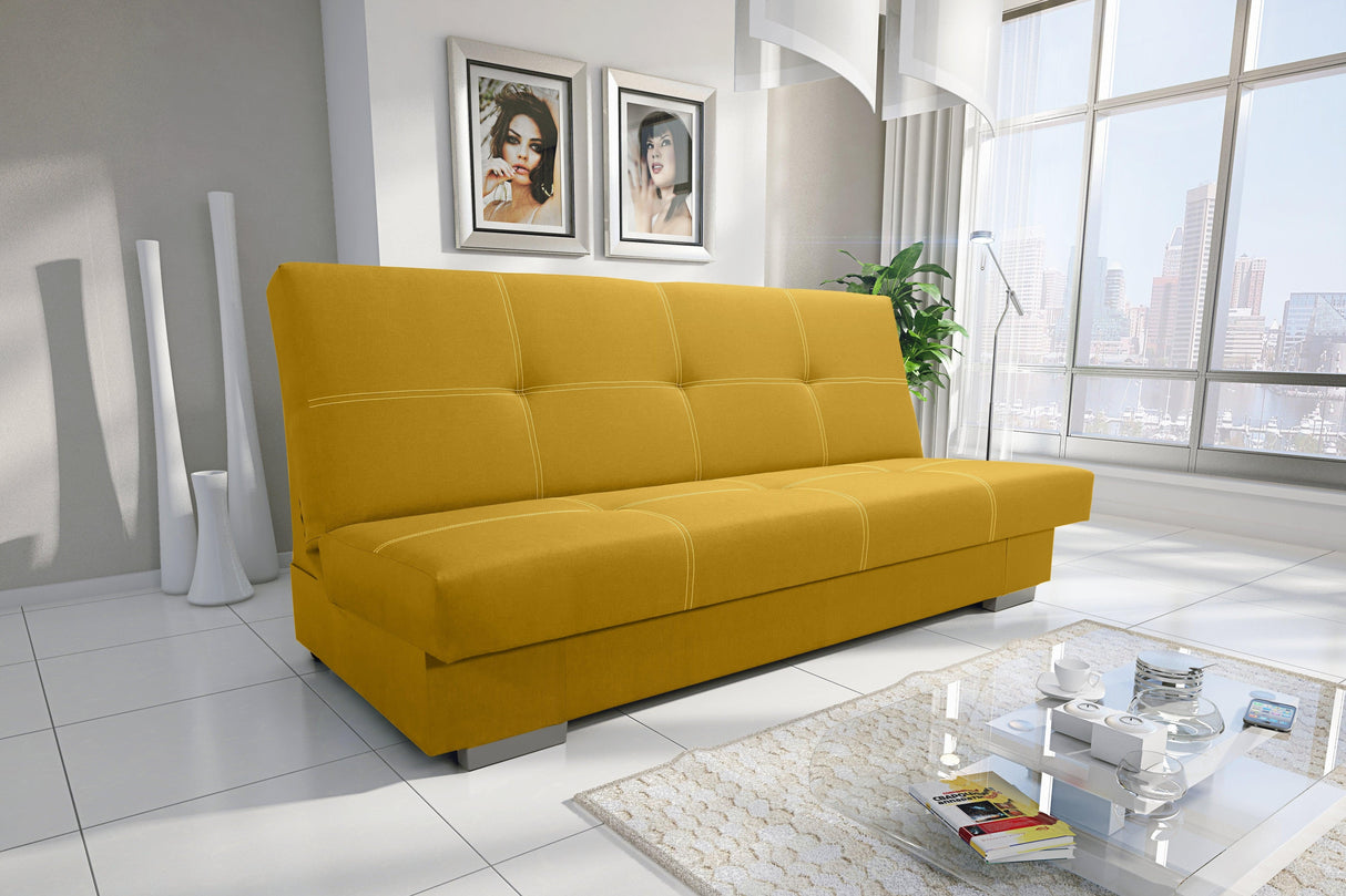 SOFA BED AXEL 195CM / SPRINGS + FOAMDimensions: (+/- 2cm) - width 195 cm- depth 91 cm- height 90 cm- 119/195 cm sleeping areaThe following were used for the production of the sofa:- a structure made of pine wood, chipboard and MDF board- the seat is made