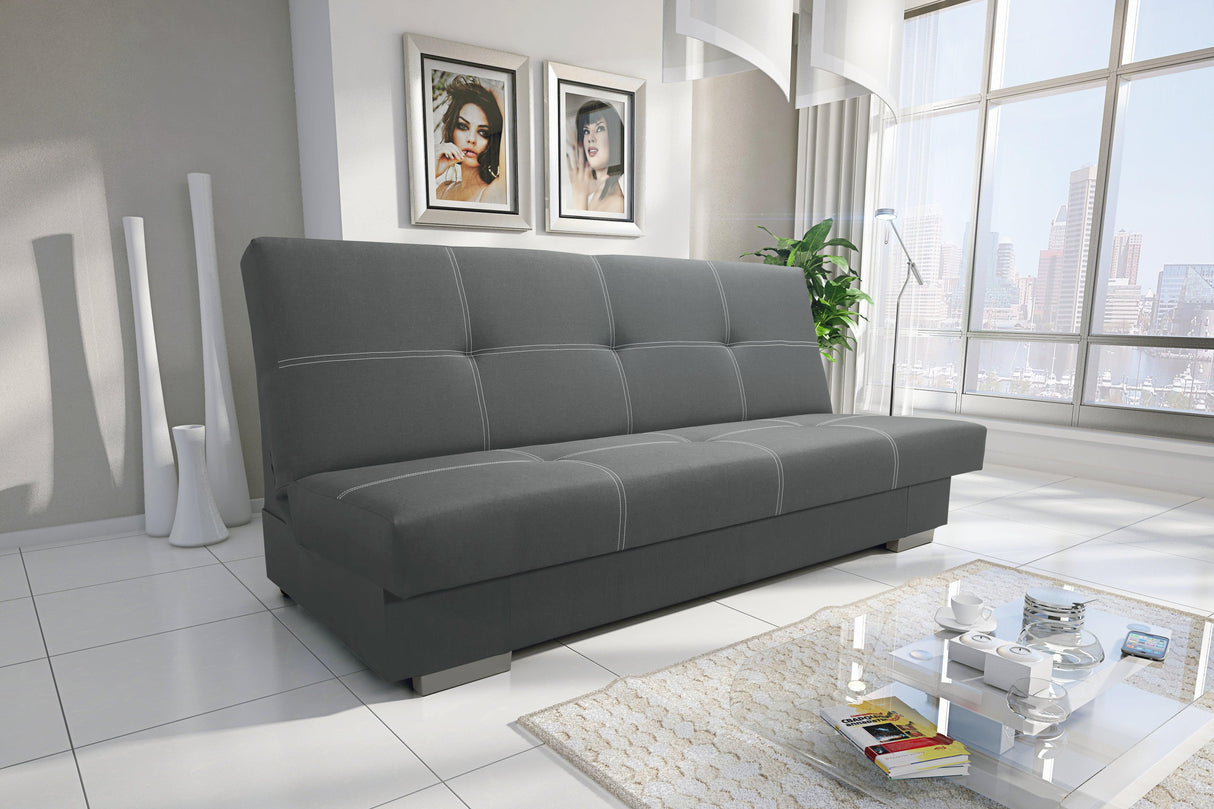 SOFA BED AXEL 195CM / SPRINGS + FOAMDimensions: (+/- 2cm) - width 195 cm- depth 91 cm- height 90 cm- 119/195 cm sleeping areaThe following were used for the production of the sofa:- a structure made of pine wood, chipboard and MDF board- the seat is made