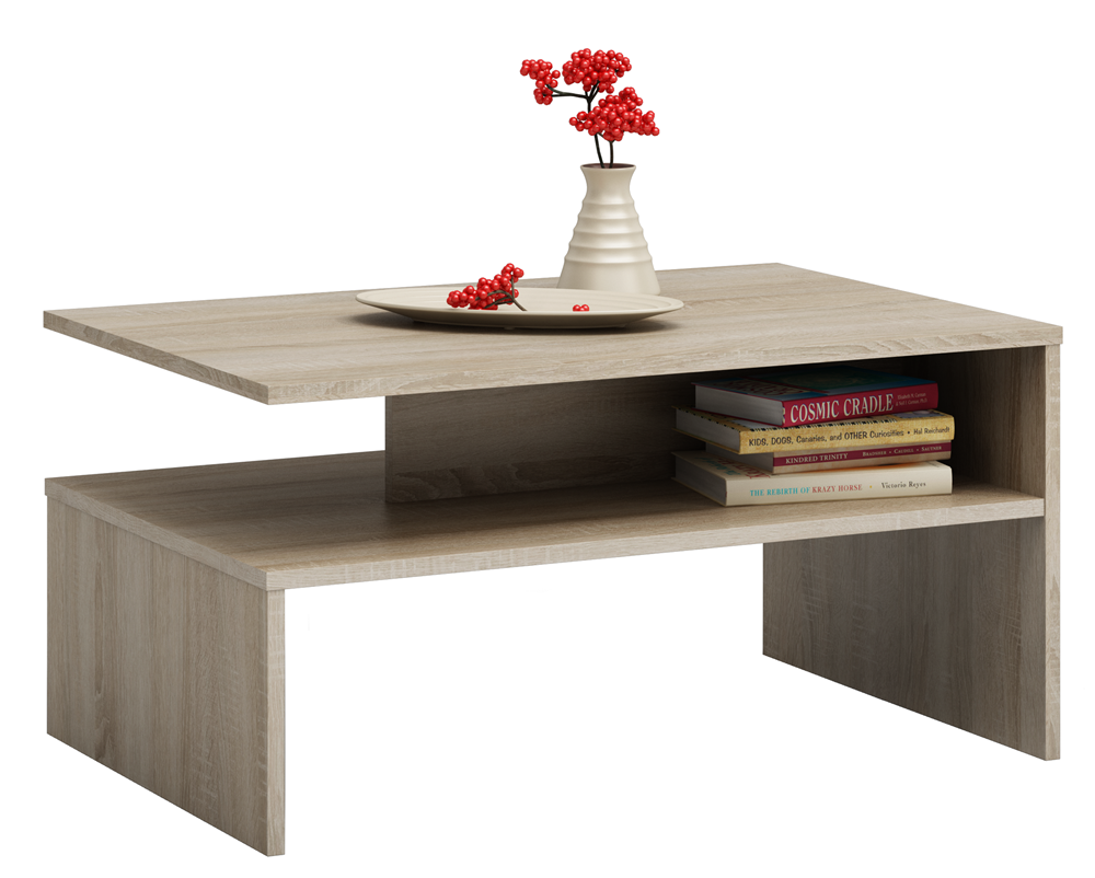 COFFEE TABLE BOSSY SONOMA 90X60CMDIMENSIONS: Height: 45 cm Width: 90 cm Depth: 60 cm Table top: 60 x 90 cmTabletop thickness: 16 mmUsage:The surface of the furniture should be cleaned with a soft cloth. Avoid using harsh chemicals.In the package:Assembly
