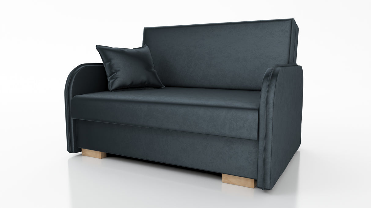 2 SEATER SOFA BED GOLDY 124CM EASY CLEAN FABRIC / SPRINGS + FOAMDimensions : width 124 cm height to the seat 38 cm side height 60 cm depth 100 cm seat depth 65 cm over sleeping 113/195 cm(no possibility to change dimensions) +/- 3BERLIN FABRIC CLICK HEREJ