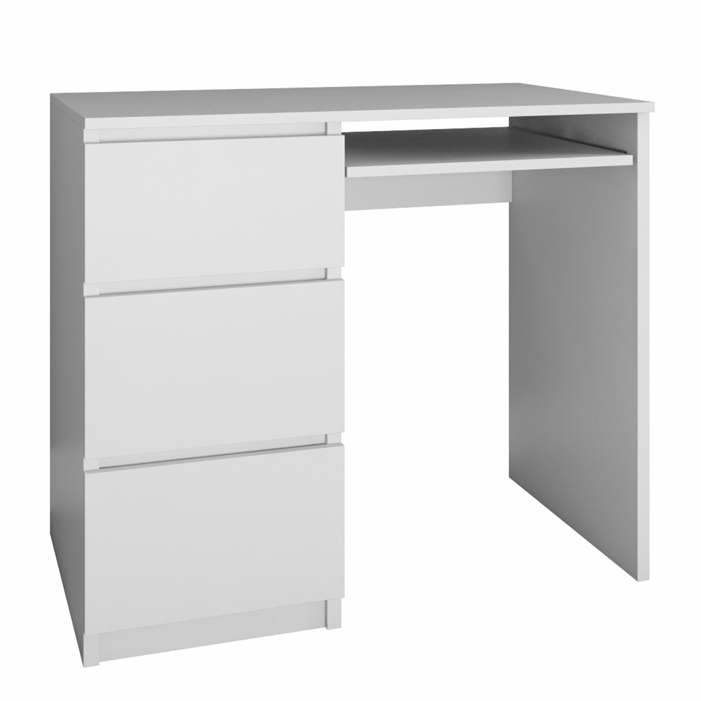 DESK LIME LEFT - WHITE MATTperfect place for a laptop fronts without handles 3 spacious drawers pull-out keyboard shelf functionality simple and modern design creates a comfortable work space smooth sides without end caps easy assembly assembly instructio