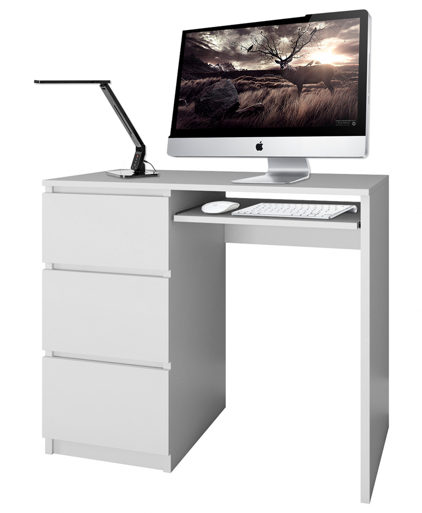 DESK LIME LEFT - WHITE MATTperfect place for a laptop fronts without handles 3 spacious drawers pull-out keyboard shelf functionality simple and modern design creates a comfortable work space smooth sides without end caps easy assembly assembly instructio