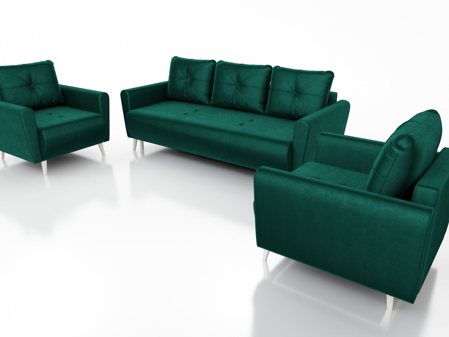 MONE 3+1+1 SOFA AND 2 ARMCHAIRS EASY CLEAN FABRIC / BONELL SPRINGS + FOAMSofa dimensions: sleeping area 135/191 cm width 221 cm depth 96 cm height to the seat 44 cm height of the legs 13 cmChair dimensions: width 90 cm seat width 60 cm height to the seat