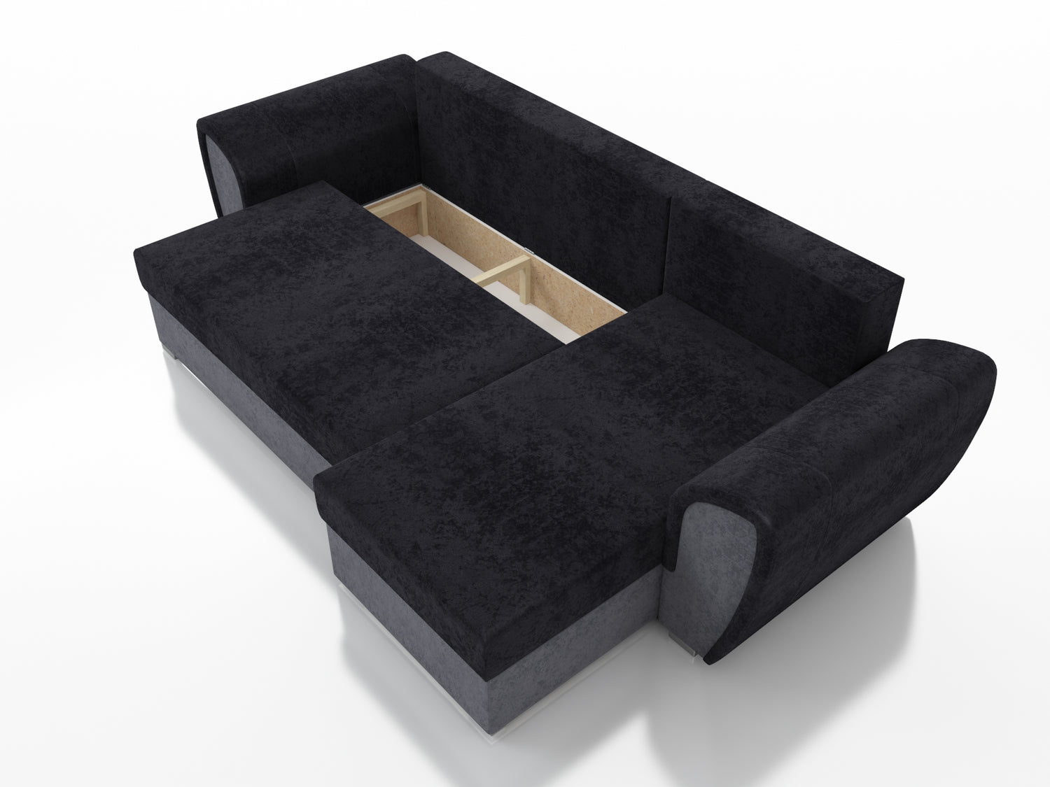 UNIVERSAL CORNER SOFA BED IRIS BLACK/GREY 260CM / FOAMTHIS MODEL IS UNIVERSAL WHICH MEANS YOU CAN CHOOSE CORNER SIDE DURING ASSEMBLY 3 X PILLOWS INCLUDED1 X STORAGE SPACE (OPTIONAL 2ND STORAGE FOR ADDITIONAL COST)Dimensions: width 260 cm depth 145 cm tota