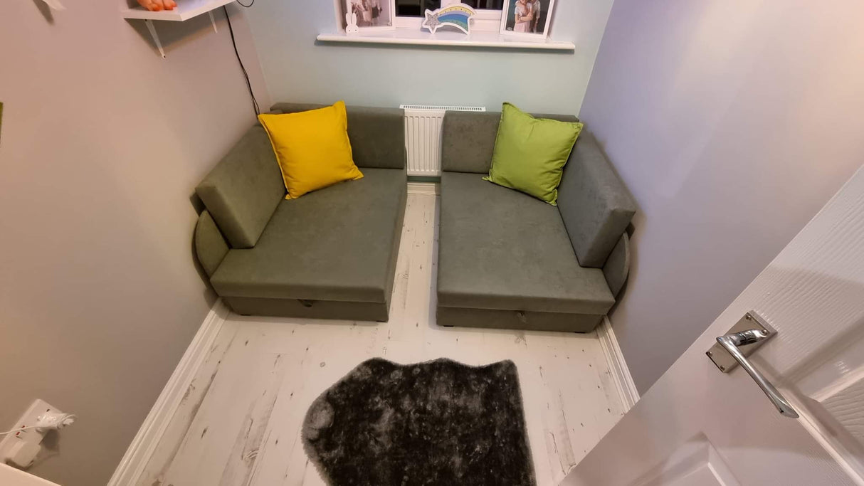 UNIVERSAL CORNER SOFA BED KUBUS CUBE Children room CHOICE OF COLORSTHIS MODEL IS UNIVERSAL WHICH MEANS YOU CAN CHOOSE CORNER SIDE DURING ASSEMBLYCHILDREN CORNER SOFA BEDSOFKA NAROZNIK TAPCZANIK DZIECIECY - depth 77 cm- width 106 cm- height with bacon 50 c