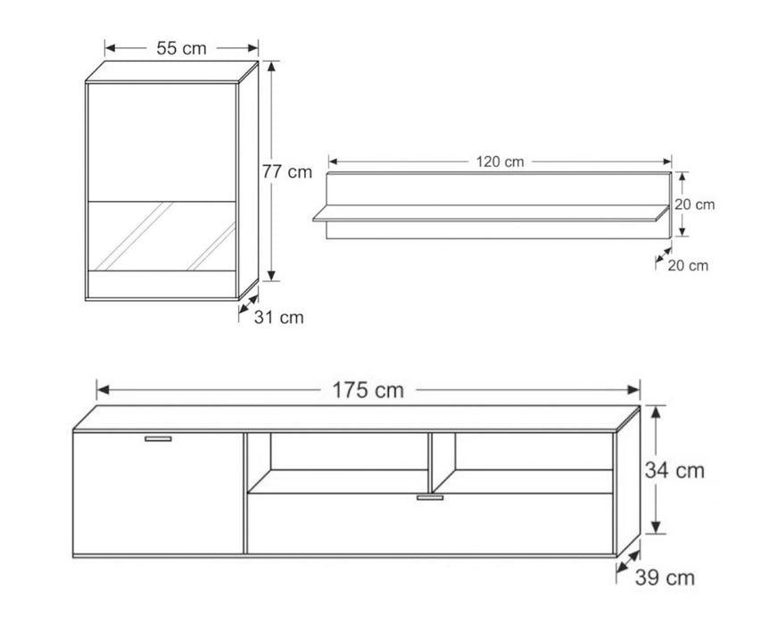 RICKO WHITE/DARK OAKFlat packed for self-assembly with a clear and easy instructions. Modern design makes it suitable for any interior. Extras:REMOTE CONTROL 16 COLORS LED LIGHTS £20Anna Furniture