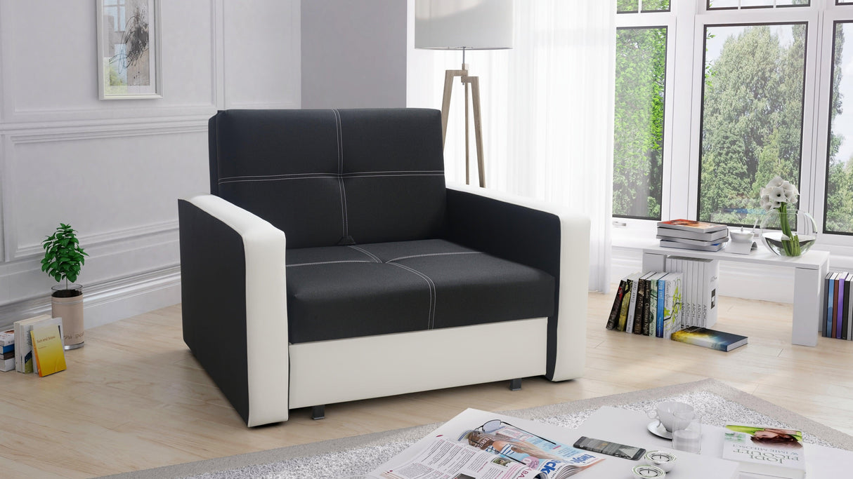 SINGLE SOFA BED BELLA I 108CM / FOAMAmerican single sofa BELLA I comfortable sleeping function made of highly flexible polyurethane foam T30 / 42 the sofa was made on a wooden skeleton automatic machine - facilitating unfolding thanks to which we can quic