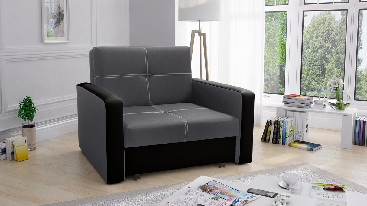 SINGLE SOFA BED BELLA I 108CM / FOAMAmerican single sofa BELLA I comfortable sleeping function made of highly flexible polyurethane foam T30 / 42 the sofa was made on a wooden skeleton automatic machine - facilitating unfolding thanks to which we can quic